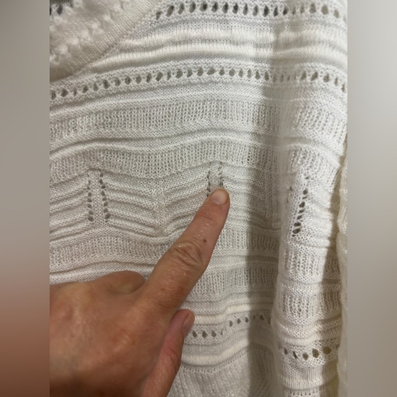 Anthropologie Moth Ivory Acrylic Eyelet Lace Crewneck Sweater Small - Picture 5 of 9